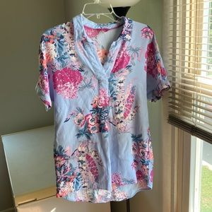 JOULES floral pink and blue women’s blouse size 12